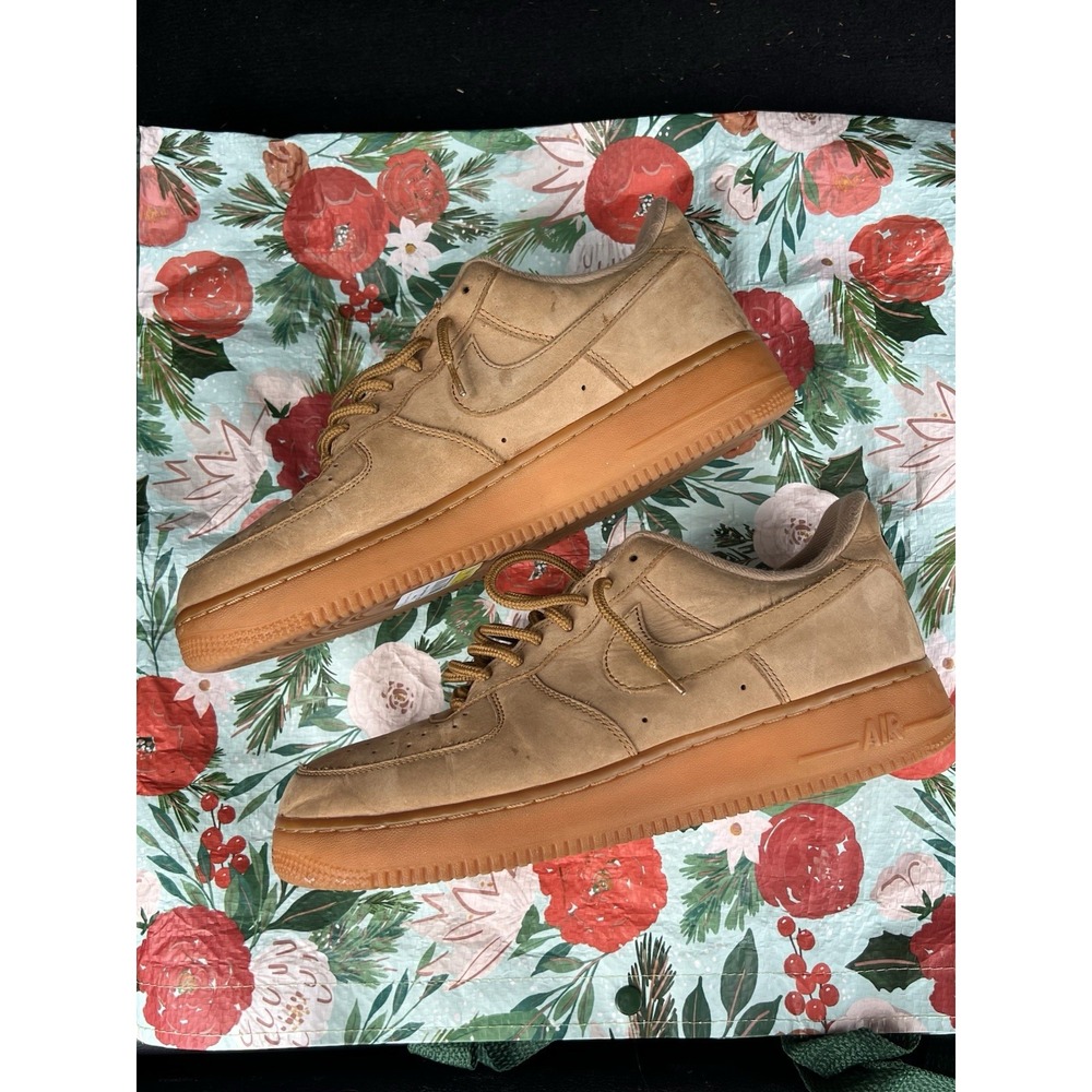 Nike Air Force 1 Low 'Flax' Wheat Sneakers Sz 9.5 Mens Classic Streetwear Shoes - Picture 7 of 12